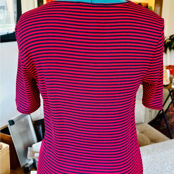 NWT Tommy Hilfiger Striped Keyhole Twist Shirt Top Size Small Short Sleeve - Picture 3 of 6